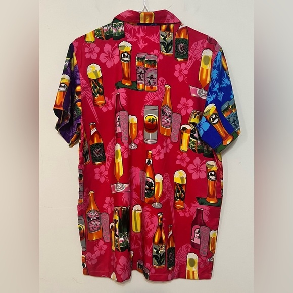 VHO Funky Hawaiian Beer Short Sleeve Button Down Shirt Medium R1 - Picture 3 of 13